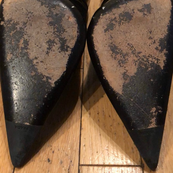 Prada Suede Pointed Toe Booties 39 Black Stiletto Heels - Picture 6 of 8